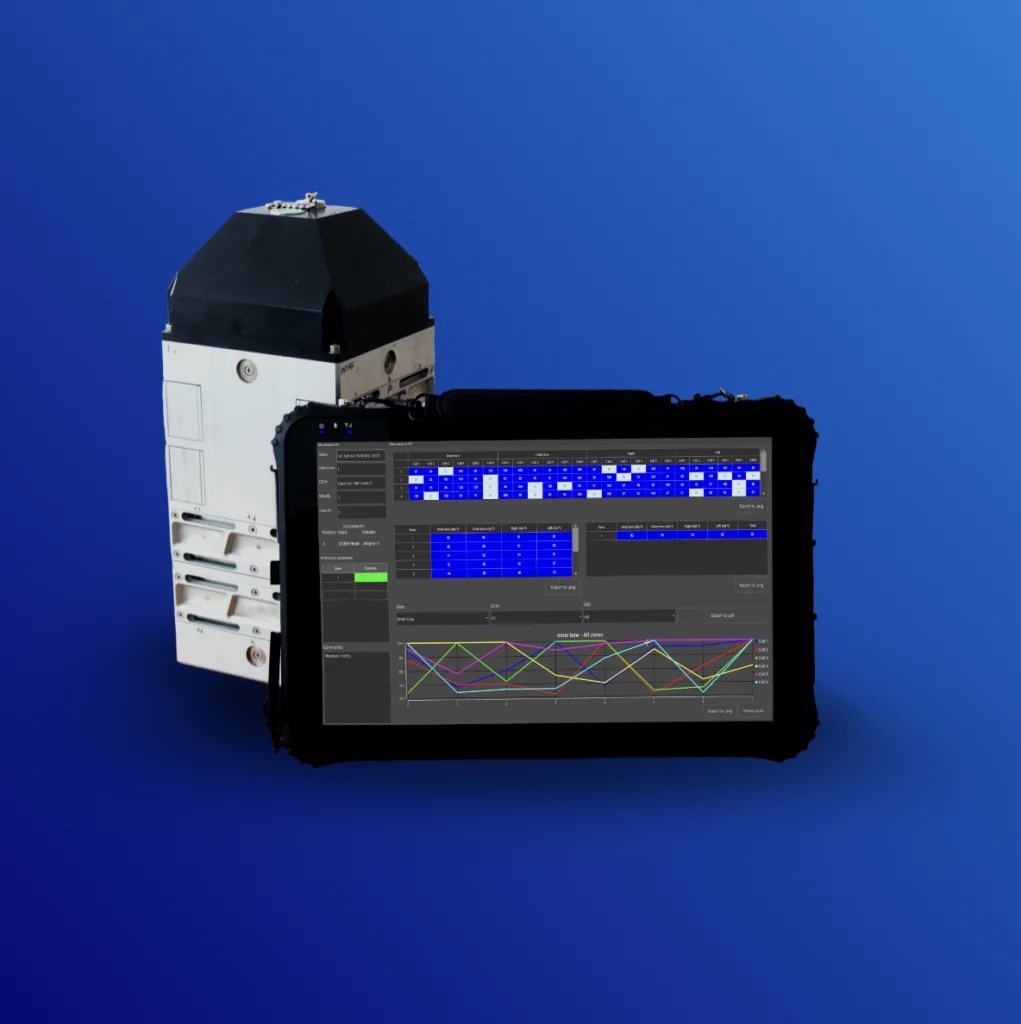 The measuring instrument with the Tablet-Rugged on the side delivered together in order to view the measures and parameters perceived by the instrument through the dedicated software